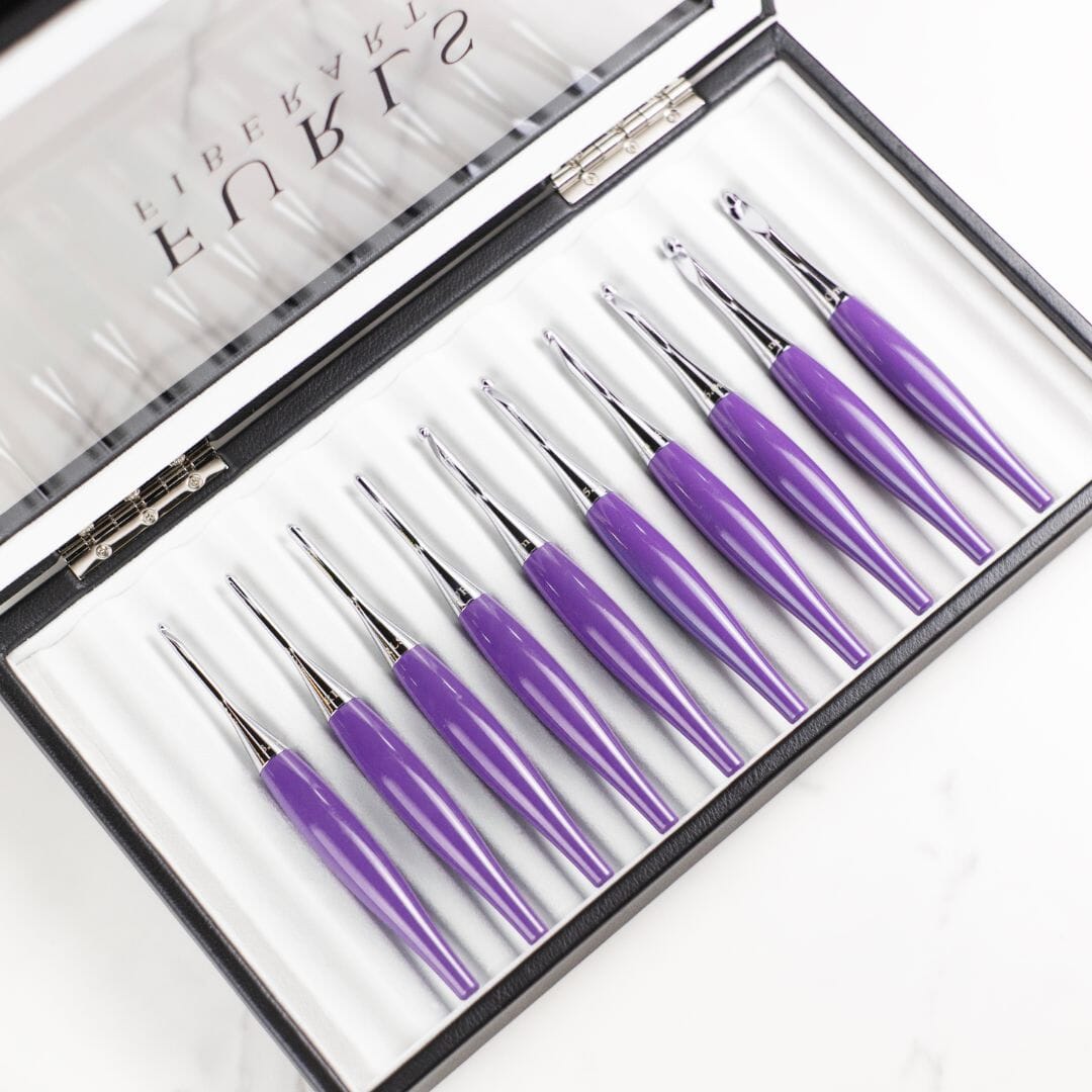 12 Hook Collector Display Case in Black Leather Storage and Display FurlsCrochet 