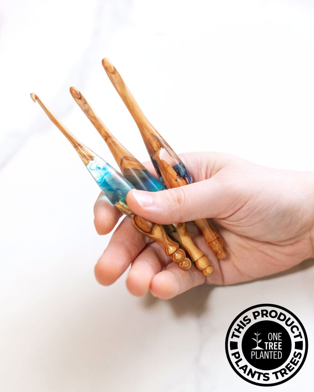 Limited Edition Alpha - Azure + Olivewood Wood Crochet Hook Alpha FurlsCrochet 