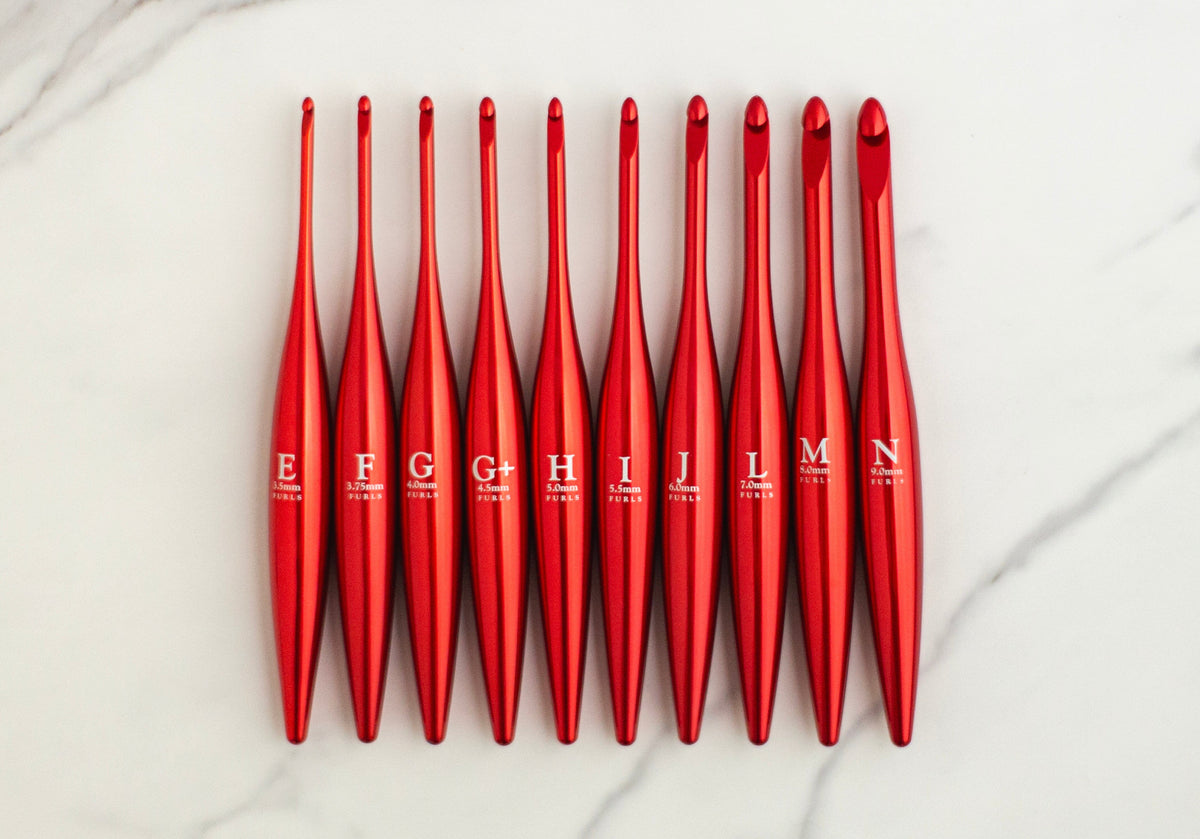 Limited Edition Red Streamline Metal Crochet Hooks Metal Streamline FurlsCrochet 